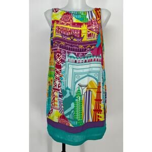 Quirk Box New York City Tank Dress Large Colorful Novelty Print Mini Shift NYC